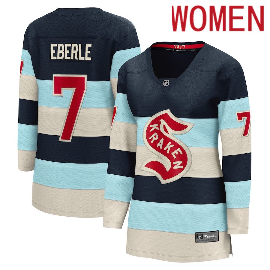 Women Seattle Kraken 7 Jordan Eberle Fanatics Branded Deep Sea Blue 2024 NHL Winter Classic Breakaway Player Jersey